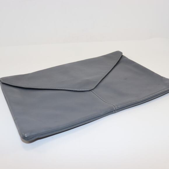 Vintage Gray Leather Envelope Clutch Purse - Picture 1 of 4